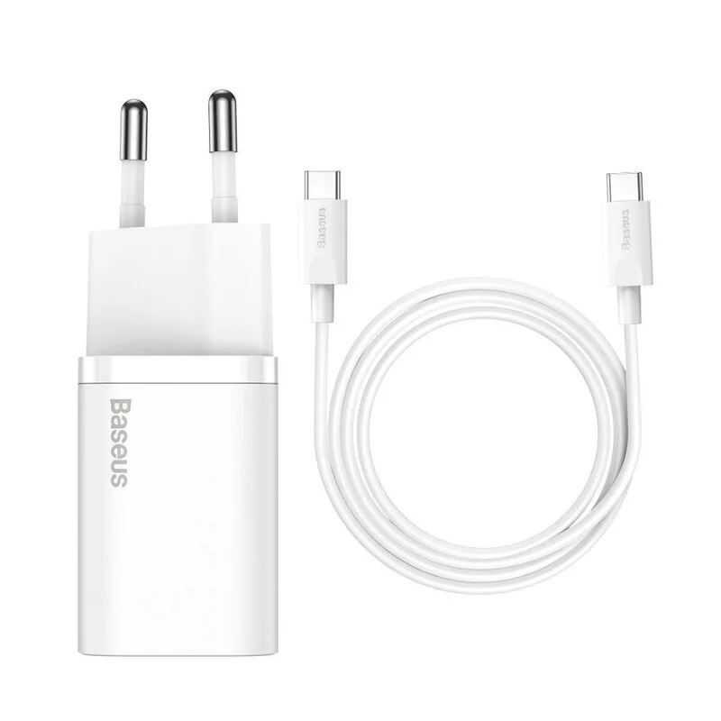 شارژر دیواری 25 وات بیسوس مدل Super Si 25W به همراه کابل تبدیل USB-C