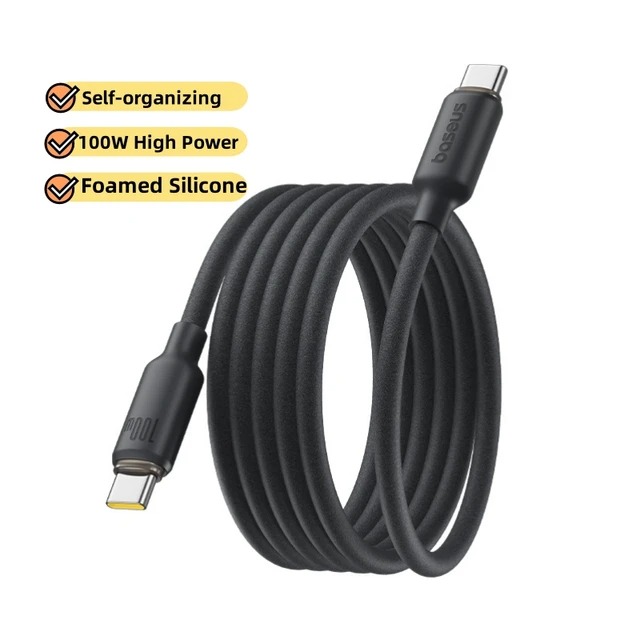 کابل تبدیل USB-C به USB-C بیسوس مدل Silicone Pro Magnetic 100W طول 1 متر