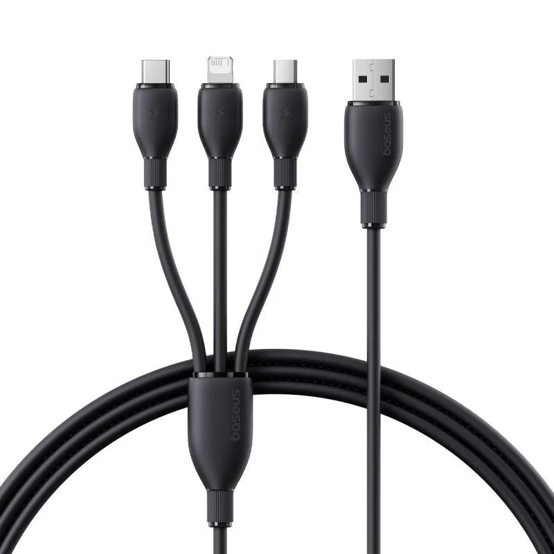 کابل تبدیل USB به لایتنینگ/USB-C/micro-USB بیسوس مدل Ultra-Fast 3.5A طول 1.3 متر