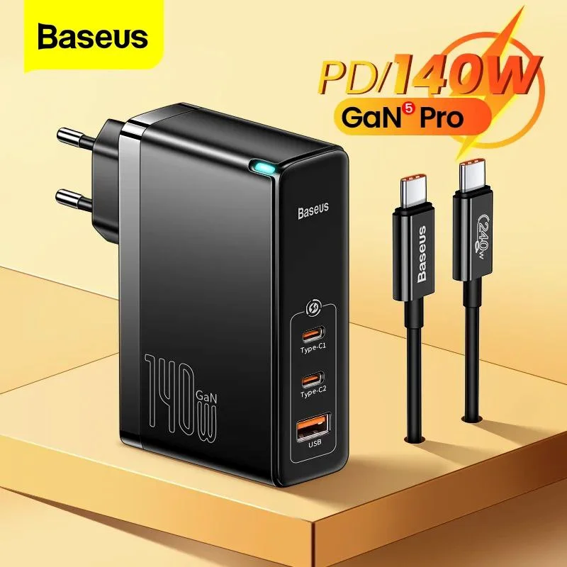 شارژر دیواری 140 وات بیسوس مدل GAN5 PRO 140W به همراه کابل USB-C