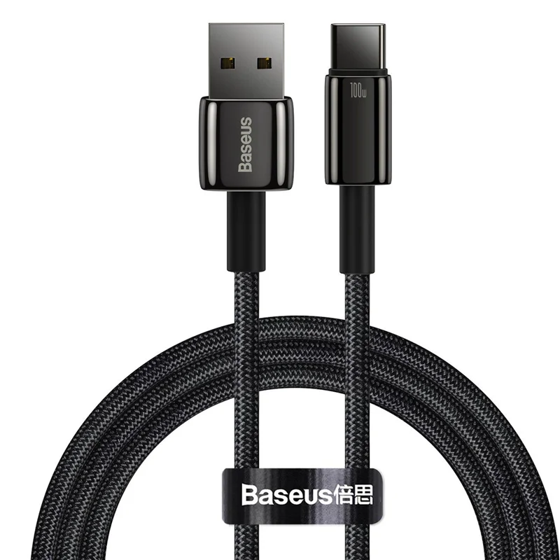 کابل تبدیل USB به USB-C بیسوس مدل Tungsten Gold 100W طول 1 متر